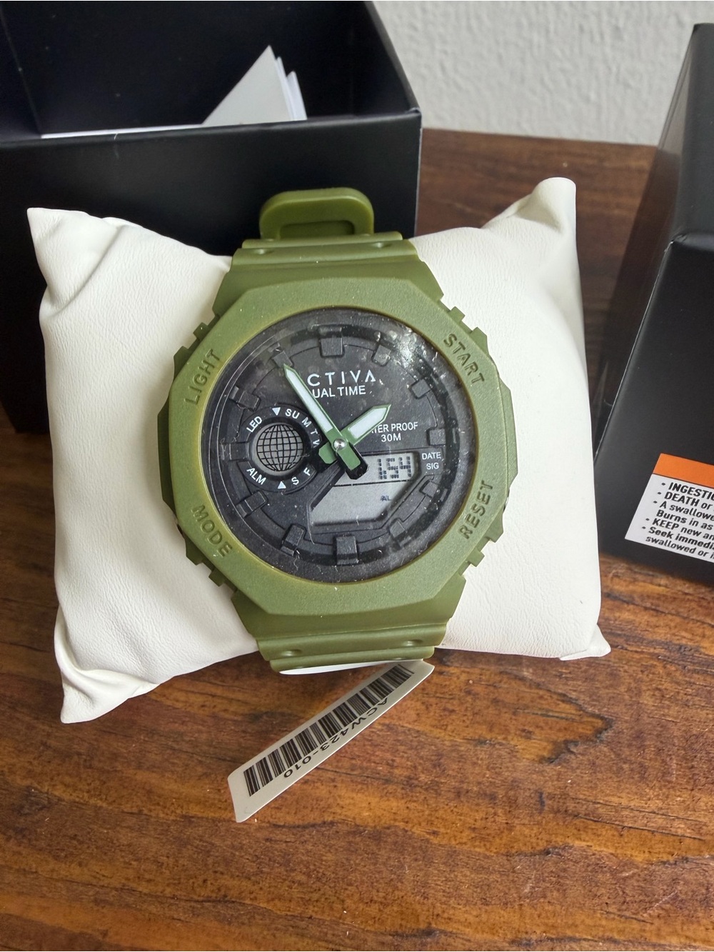 Activa Dual Time Watch in Olive Green
